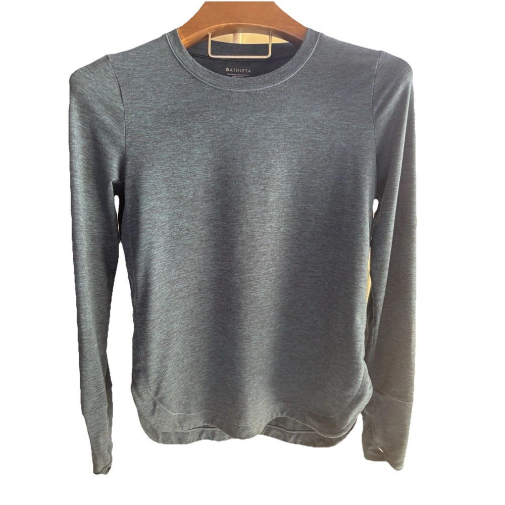 Athleta ‎ Gray Blue Uptempo Long Sleeve Top Size Small Heathered Long Sleeve
